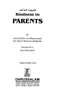Kindness to Parents
Abdul-Malik bin Muhammad Al-Qasim
