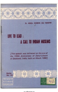 Live to Lead A Call to Indian Muslims